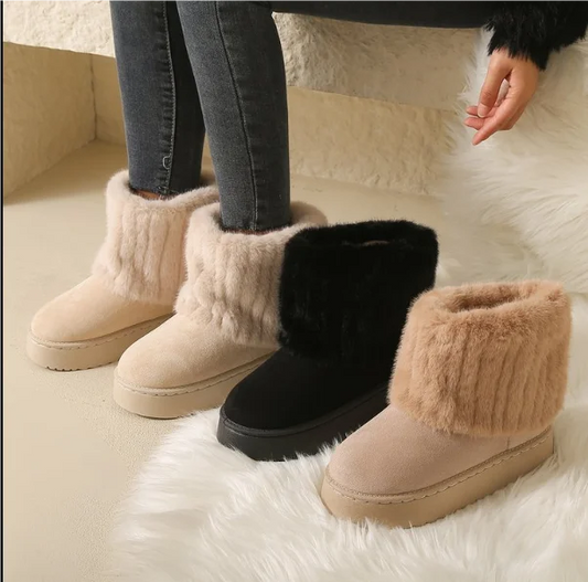 Plush Mid-Heel Snow Boots