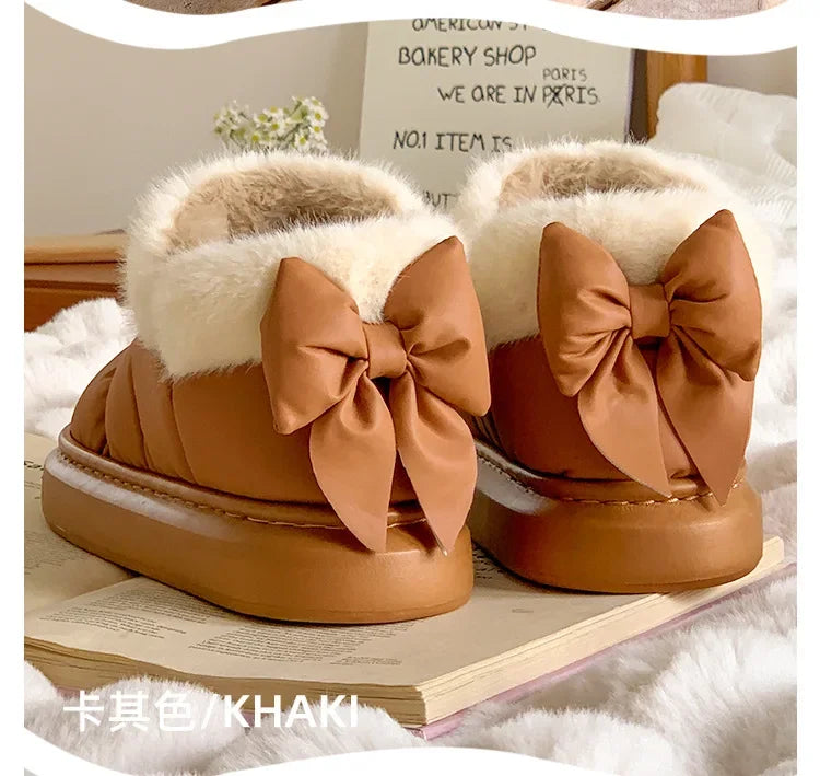 Plush Bow Snow Boots
