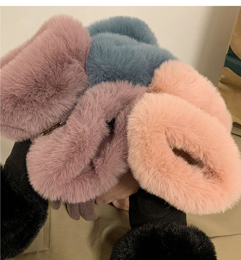 Furry Full-Finger Mittens