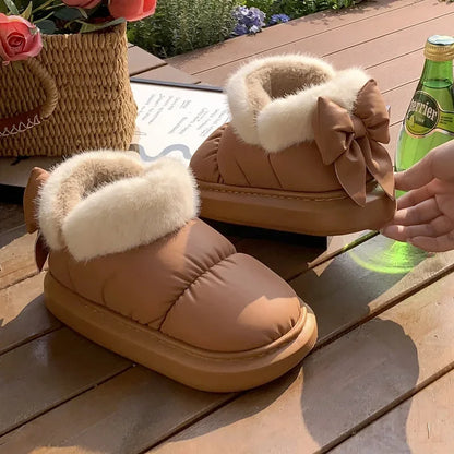 Plush Bow Snow Boots