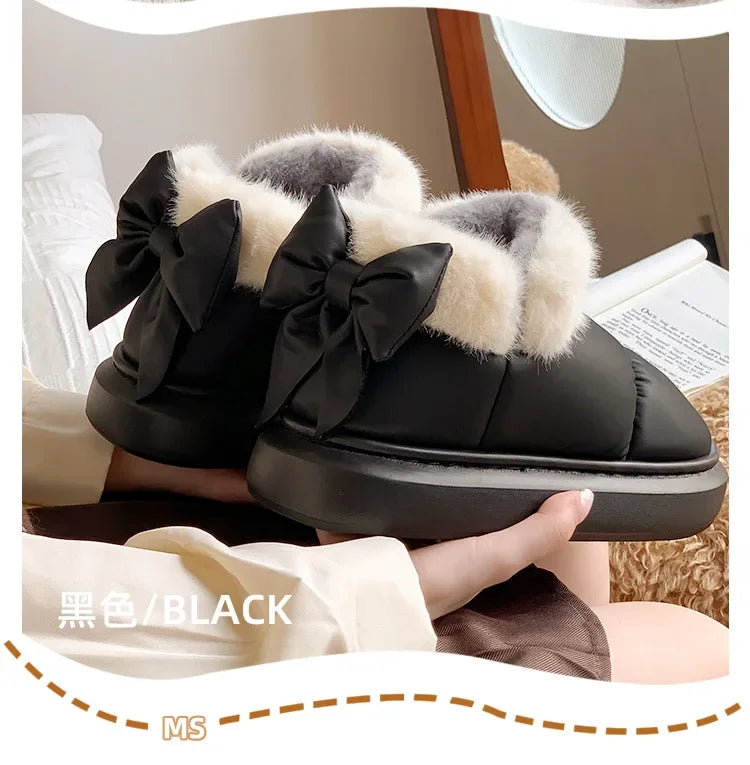 Plush Bow Snow Boots