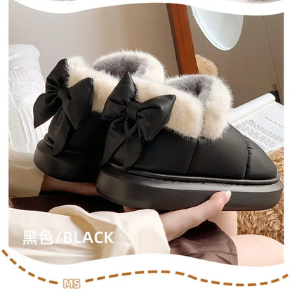 Plush Bow Snow Boots